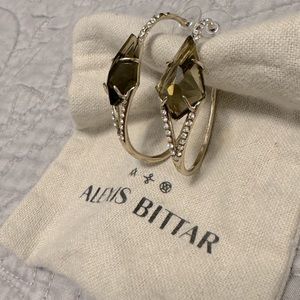 Alexis Bittar Smoky Topaz/Pave Hoop Earrings